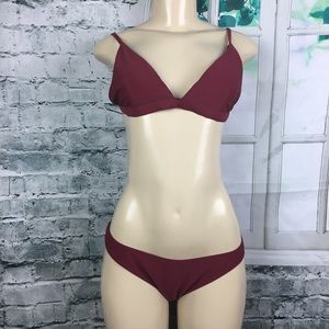 Two Piece Burgundy Swimsuit Size Large